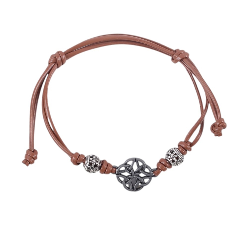 Something Different - Brown Celtic Shield Knot Cord Bracelet - Marron
